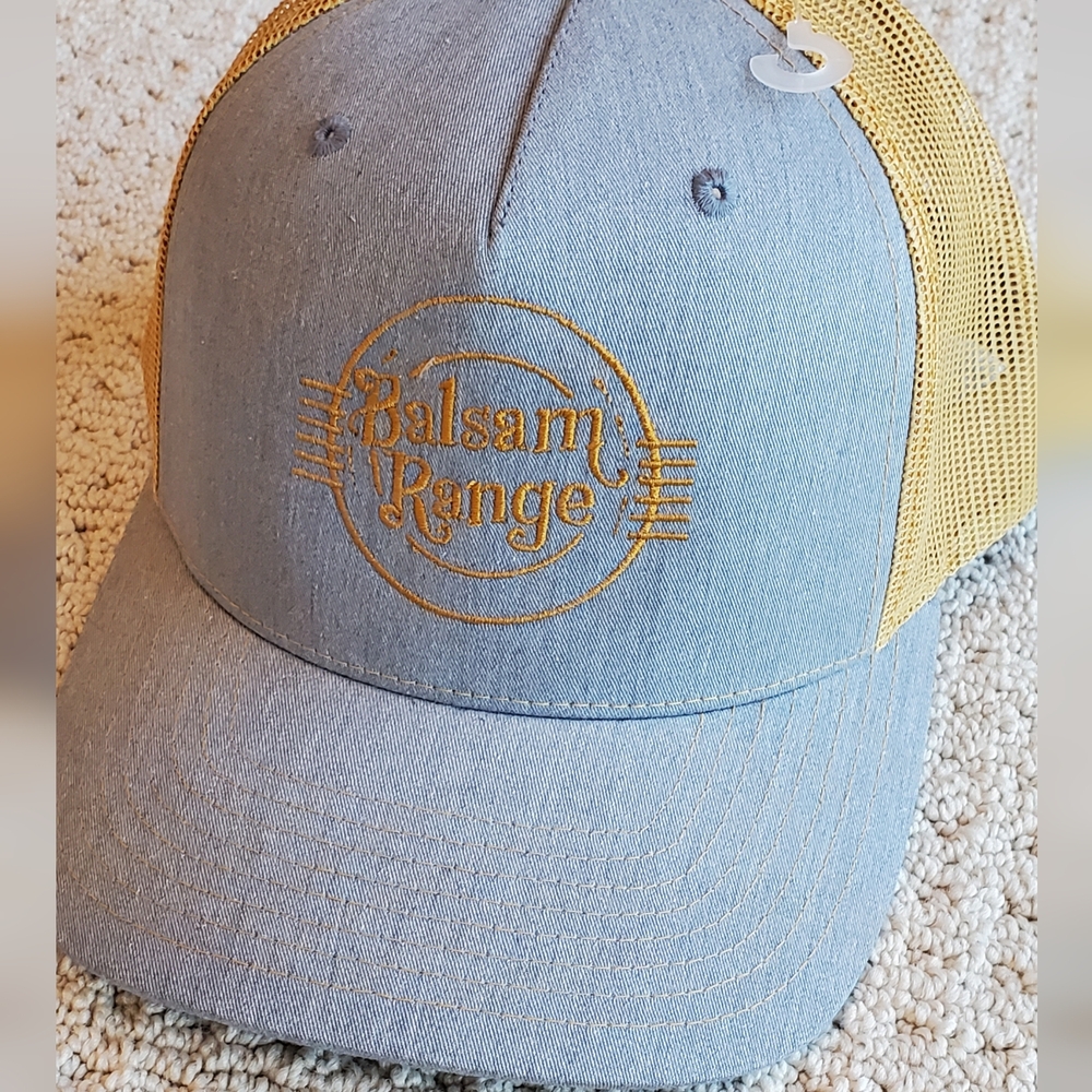 Richardson "Balsam Range" Snap Back Trucker Hat, Chambray Grey/Blue/Copper New